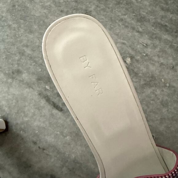 By Far Dylan Crystal Embellished Leather Sandals Square Toe Size 8 - Picture 7 of 14